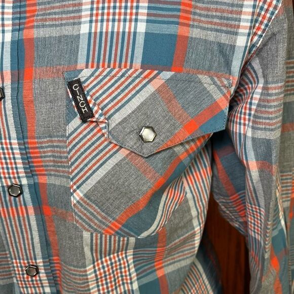 Cinch® Men's Multicolored Plaid Snap Button Down Shirt size M - Picture 2 of 5
